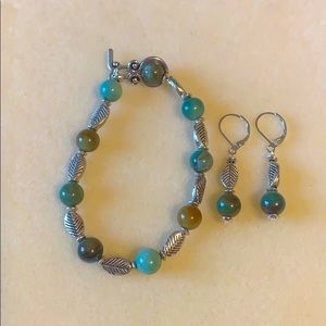 20191 Dragon blood jade (green) bracelet/earring